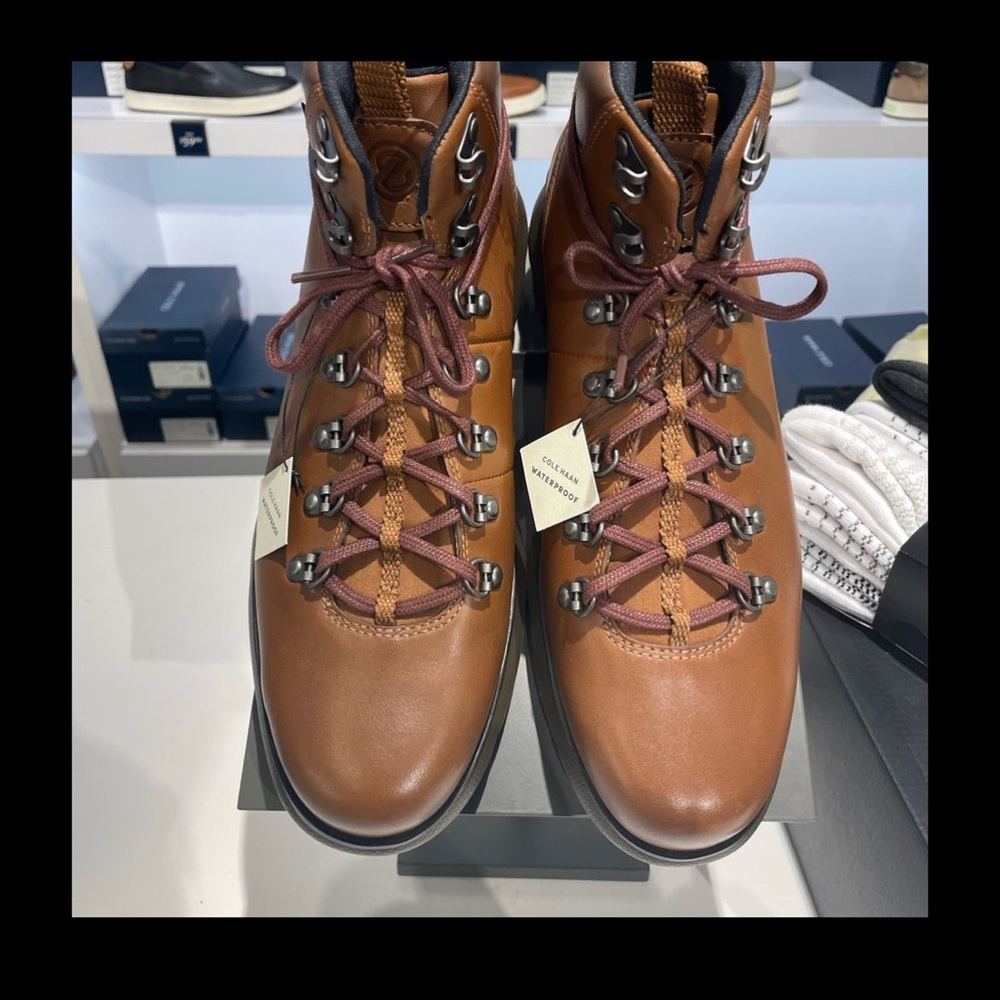 NEW! Brown Leather Cole HAAN hiking boots. Mens size 13